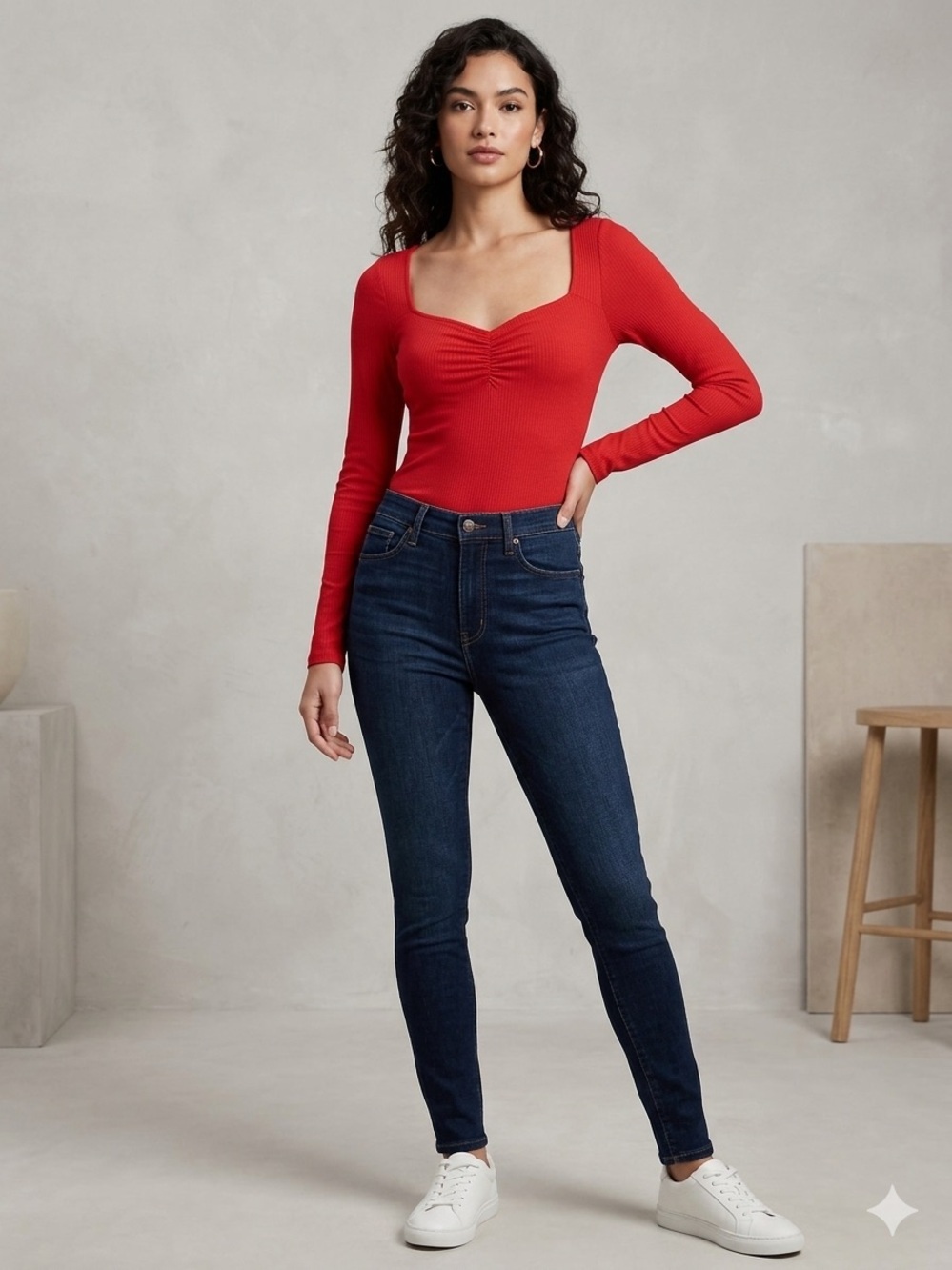 NWT Banana Republic Red Ribbed Long-Sleeve Bodysuit Size XS